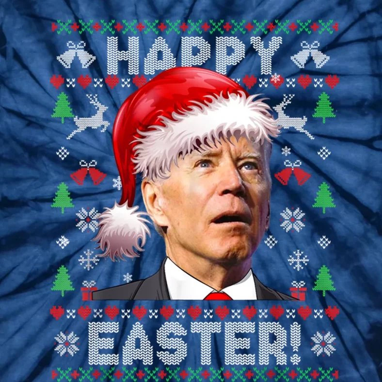 Santa Joe Biden Happy Easter Ugly Christmas Sweater Tie-Dye T-Shirt