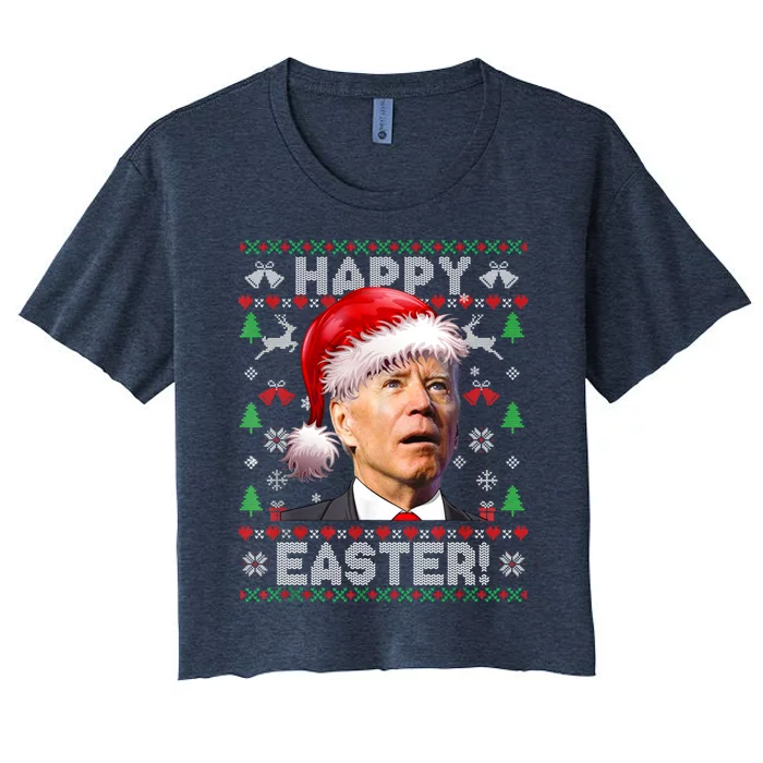 Santa Joe Biden Happy Easter Ugly Christmas Sweater Women's Crop Top Tee