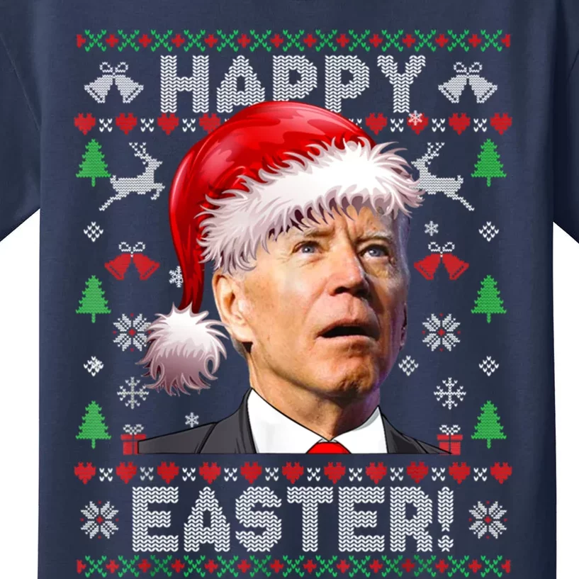 Santa Joe Biden Happy Easter Ugly Christmas Sweater Kids T-Shirt