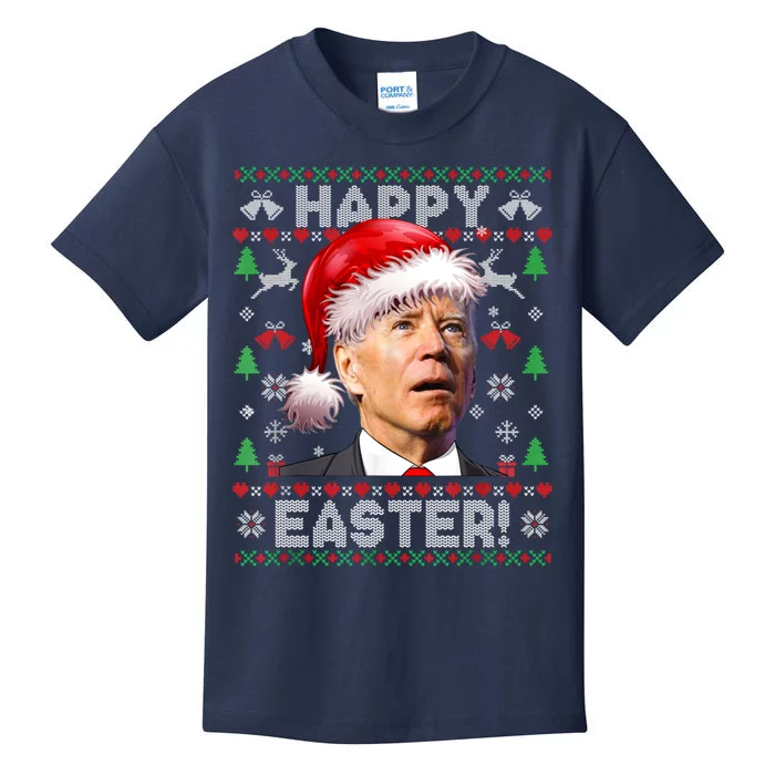 Santa Joe Biden Happy Easter Ugly Christmas Sweater Kids T-Shirt