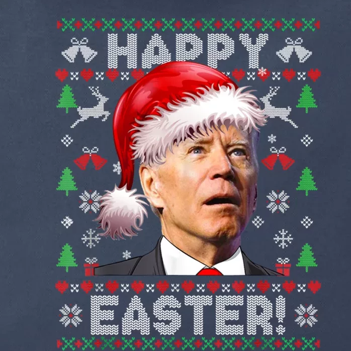 Santa Joe Biden Happy Easter Ugly Christmas Sweater Zip Tote Bag