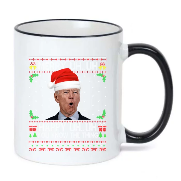 Santa Joe Biden Merry Uh Uh Christmas Ugly Sweater Black Color Changing Mug