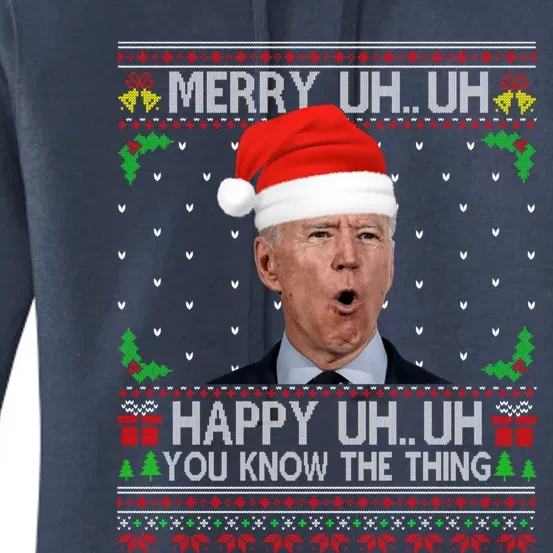 Santa Joe Biden Merry Uh Uh Christmas Ugly Sweater Women's Pullover Hoodie