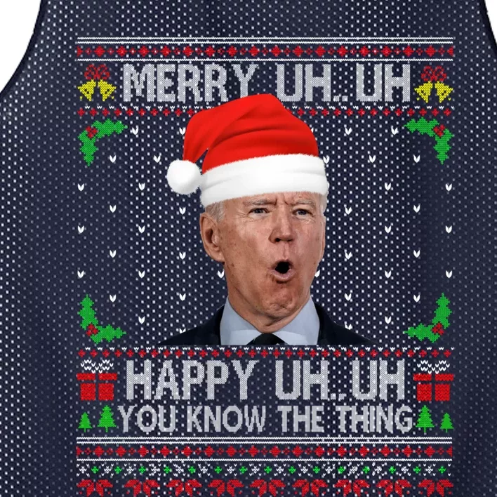 Santa Joe Biden Merry Uh Uh Christmas Ugly Sweater Mesh Reversible Basketball Jersey Tank