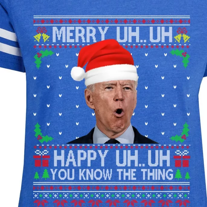 Santa Joe Biden Merry Uh Uh Christmas Ugly Sweater Enza Ladies Jersey Football T-Shirt