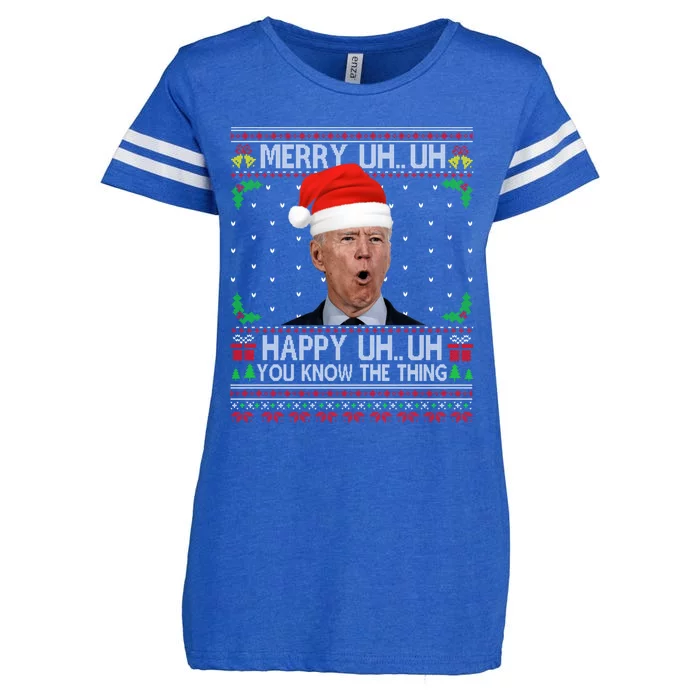 Santa Joe Biden Merry Uh Uh Christmas Ugly Sweater Enza Ladies Jersey Football T-Shirt