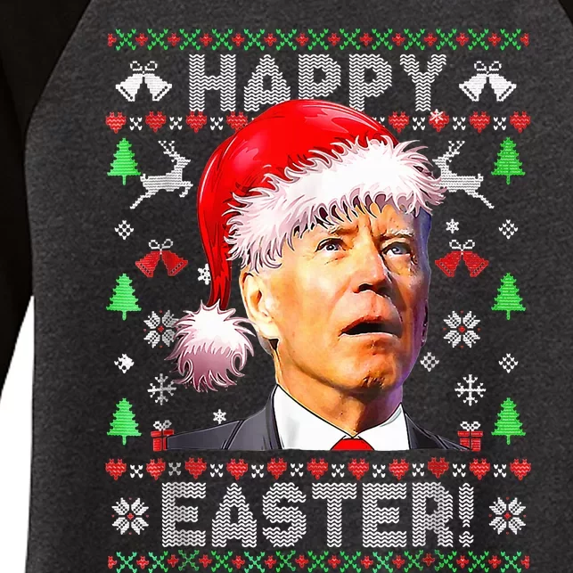 Santa Joe Biden Happy Easter Ugly Christmas Women's Tri-Blend 3/4-Sleeve Raglan Shirt