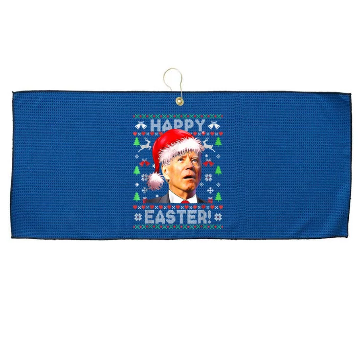 Santa Joe Biden Happy Easter Ugly Christmas Large Microfiber Waffle Golf Towel