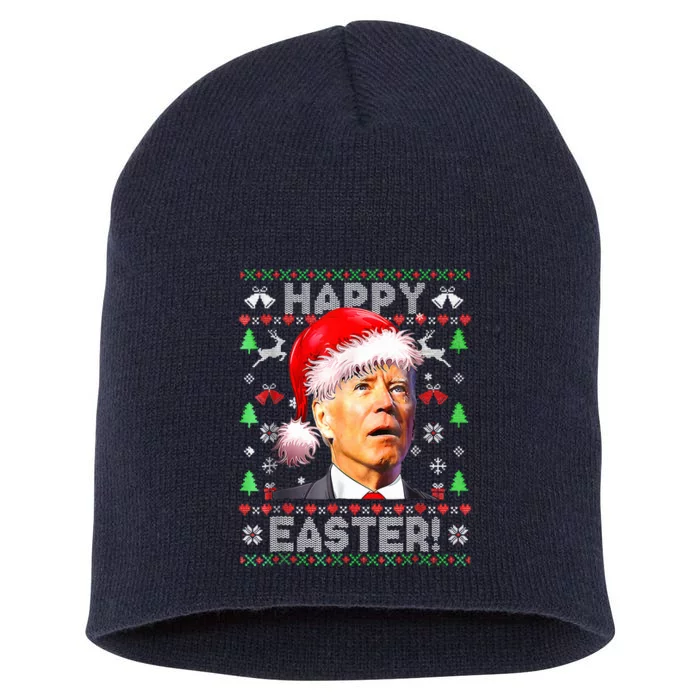 Santa Joe Biden Happy Easter Ugly Christmas Short Acrylic Beanie