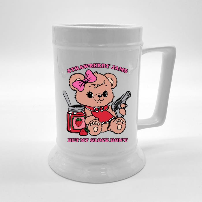 Strawberry Jams But My Guns Don’T. Front & Back Beer Stein