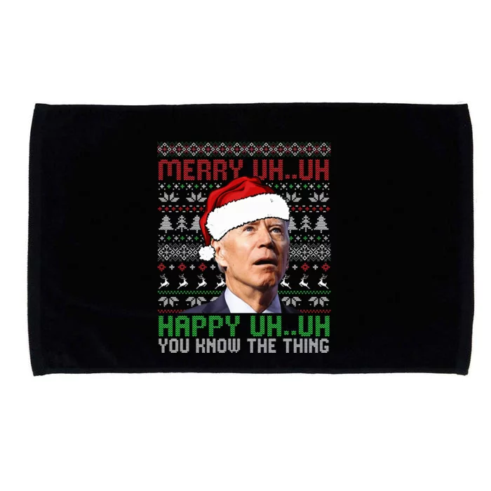 Santa Joe Biden Merry Uh Uh Christmas Ugly Sweater Microfiber Hand Towel