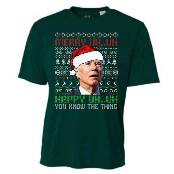 Santa Joe Biden Merry Uh Uh Christmas Ugly Sweater Cooling Performance Crew T-Shirt