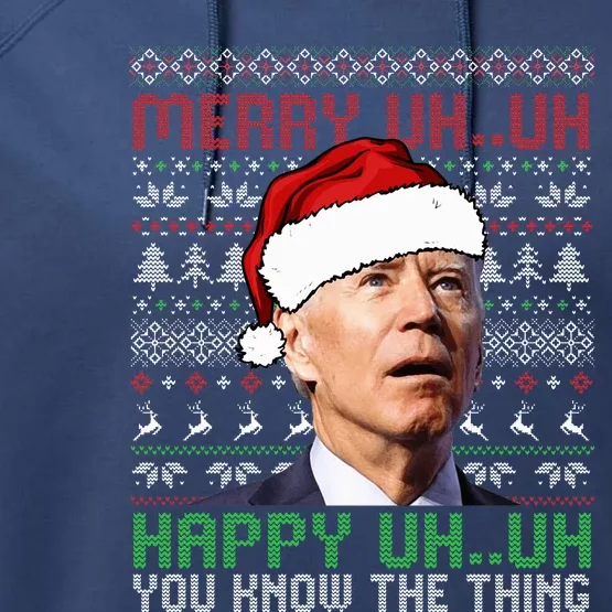 Santa Joe Biden Merry Uh Uh Christmas Ugly Sweater Performance Fleece Hoodie