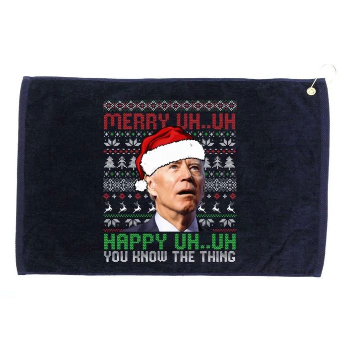 Santa Joe Biden Merry Uh Uh Christmas Ugly Sweater Grommeted Golf Towel