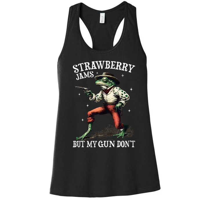 Strawberry Jams But My Gun DonT Women's Racerback Tank