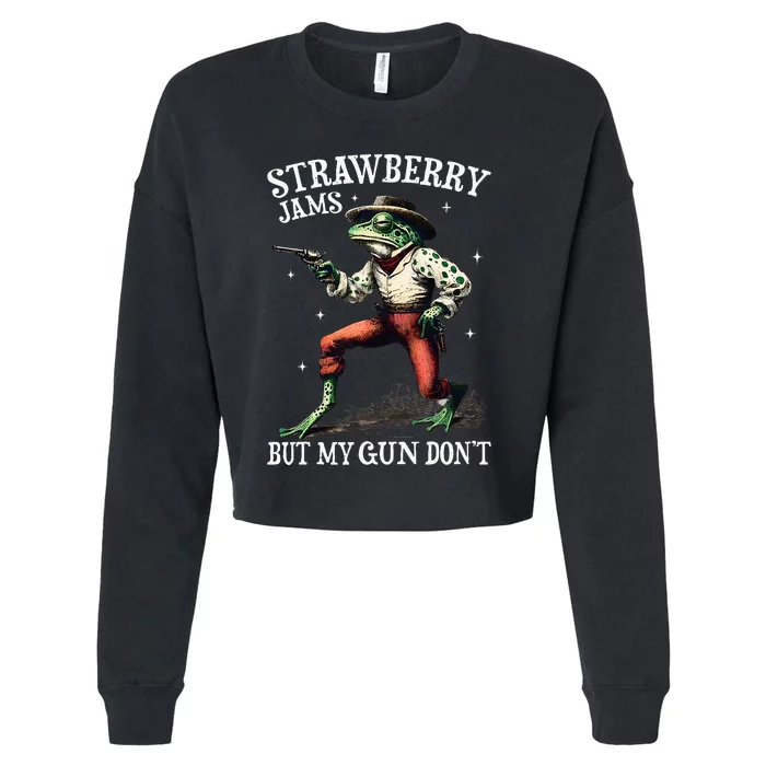 Strawberry Jams But My Gun DonT Cropped Pullover Crew