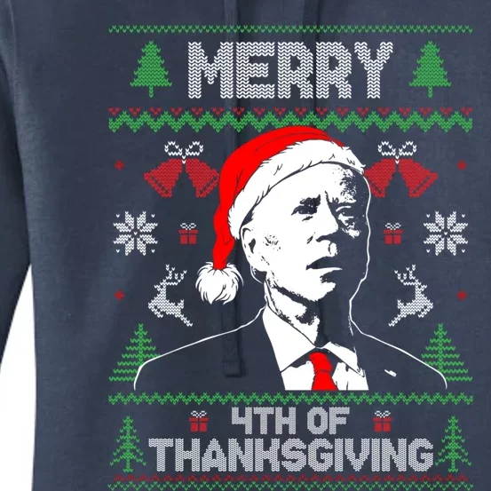 Santa Joe Biden Merry Thanksgiving Ugly Christmas Gift Women's Pullover Hoodie