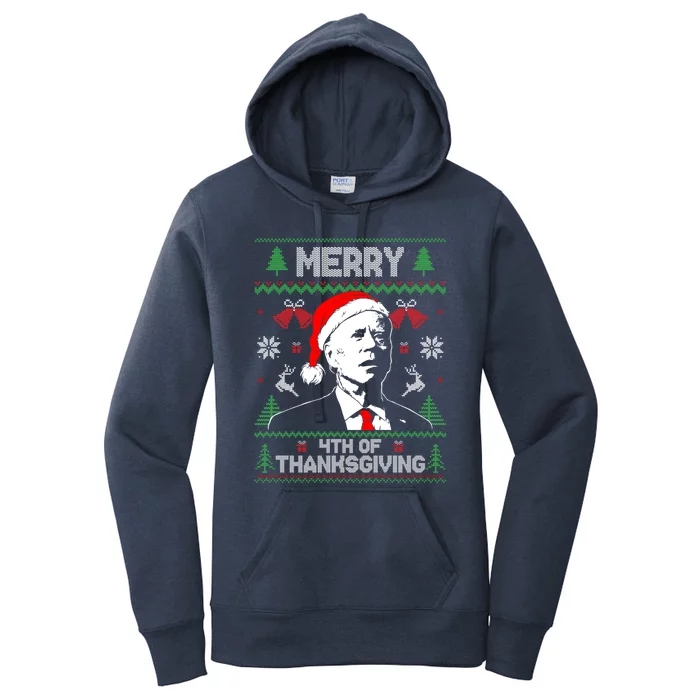 Santa Joe Biden Merry Thanksgiving Ugly Christmas Gift Women's Pullover Hoodie