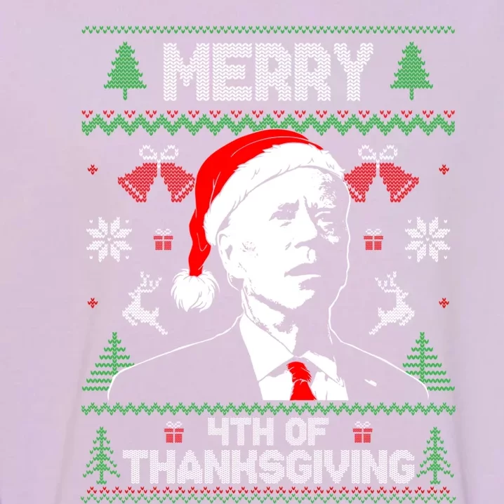 Santa Joe Biden Merry Thanksgiving Ugly Christmas Gift Garment-Dyed Sweatshirt