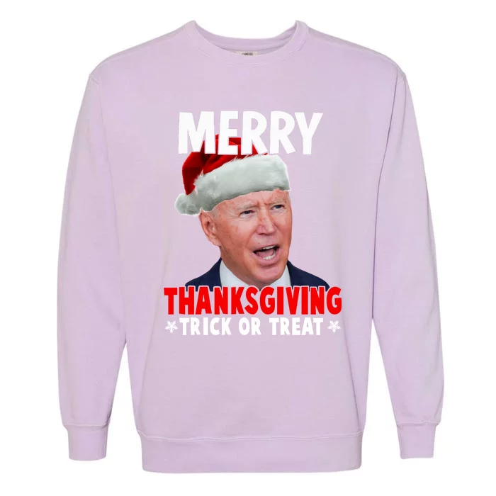 Santa Joe Biden Merry Thanksgiving Christmas Ugly Sweater Garment-Dyed Sweatshirt