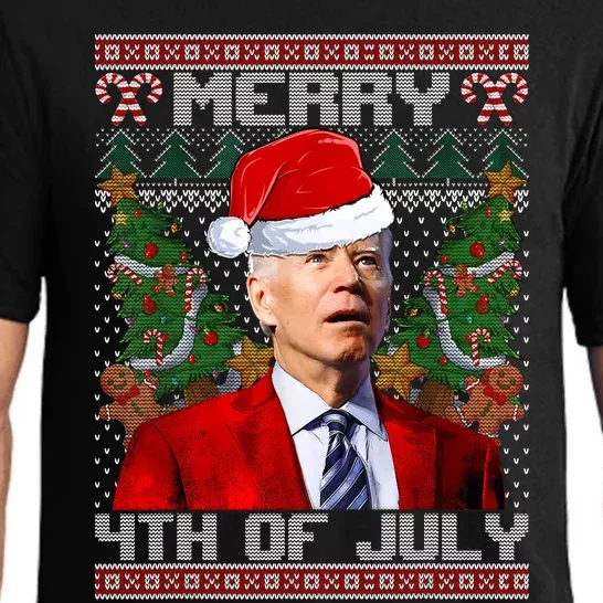 Santa Joe Biden Merry 4th Of July Ugly Christmas Sweaters Pajama Set