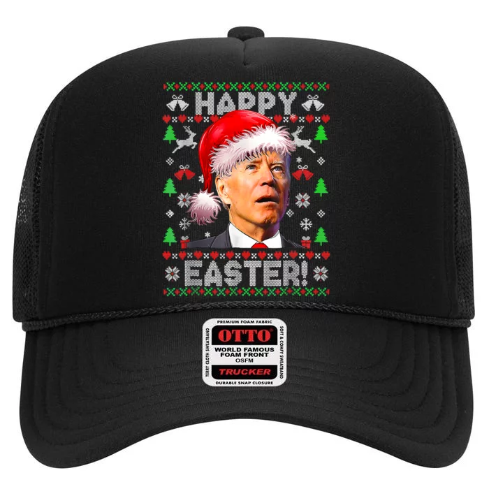 Santa Joe Biden Happy Easter Ugly Christmas Confused High Crown Mesh Trucker Hat