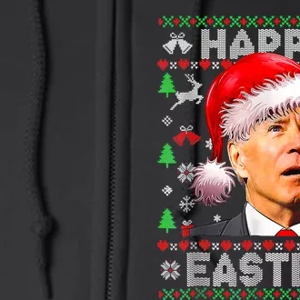 Santa Joe Biden Happy Easter Ugly Christmas Confused Full Zip Hoodie