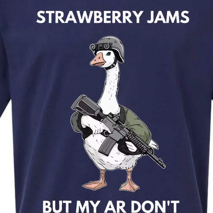 Strawberry Jams But My Ar DonT Silly Goose Sueded Cloud Jersey T-Shirt