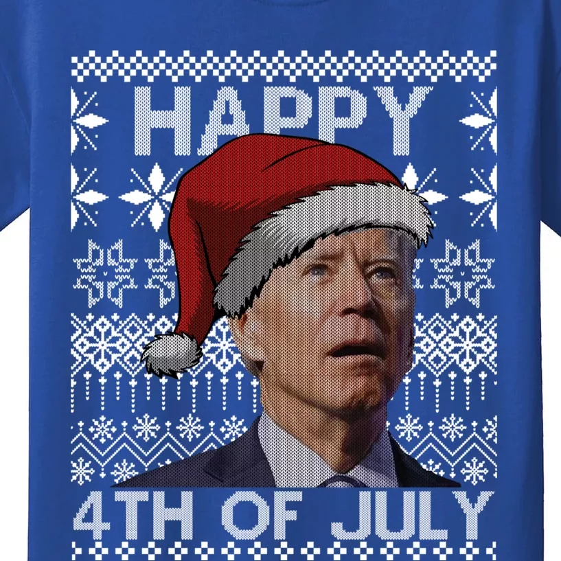 Santa Joe Biden Happy 4th Of July Ugly Christmas Gift Kids T-Shirt