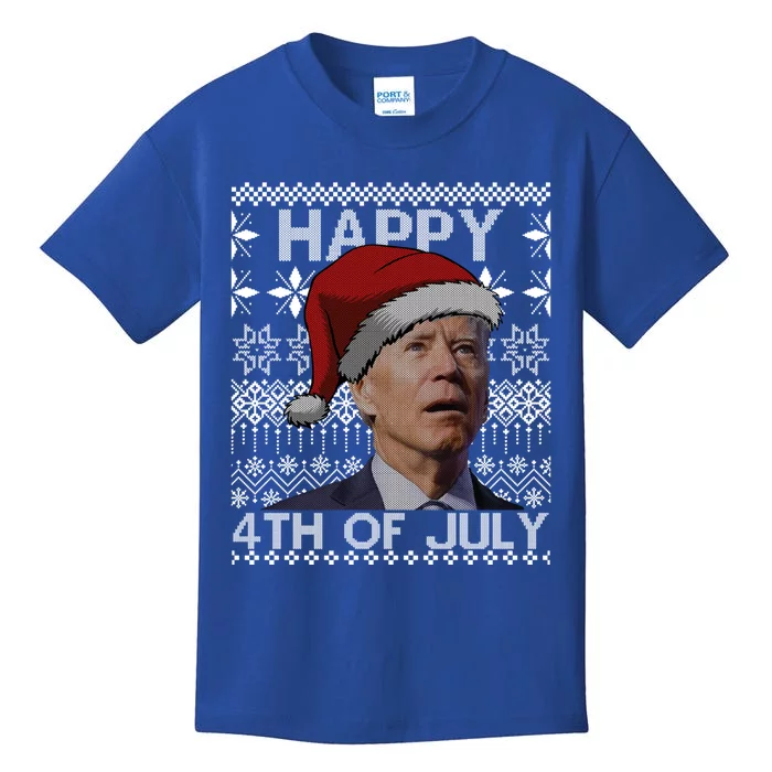 Santa Joe Biden Happy 4th Of July Ugly Christmas Gift Kids T-Shirt