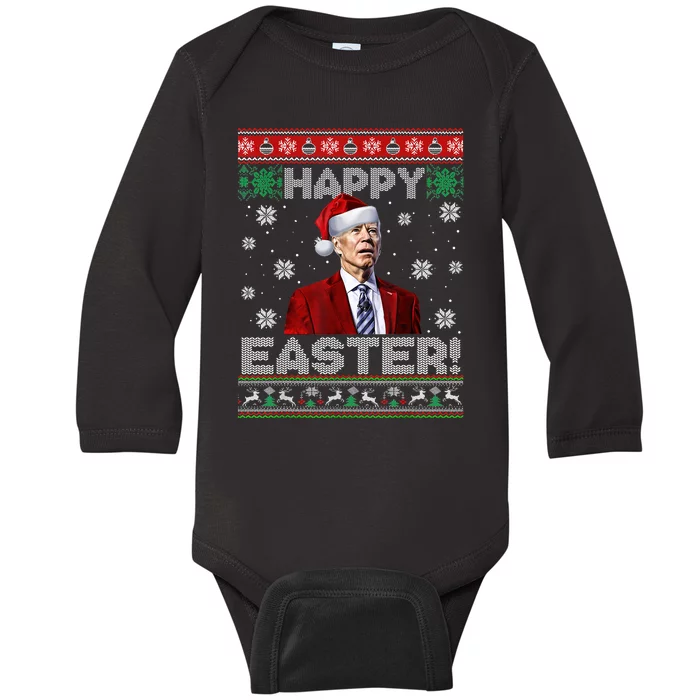 Santa Joe Biden Happy Easter Ugly Sweater Funny Christmas Sweatshirt Baby Long Sleeve Bodysuit