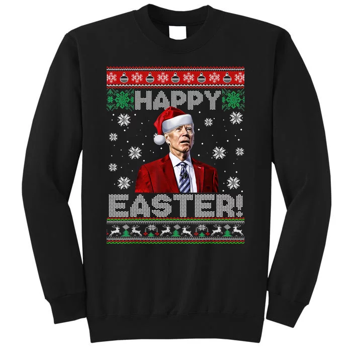 Santa Joe Biden Happy Easter Ugly Sweater Funny Christmas Sweatshirt Tall Sweatshirt