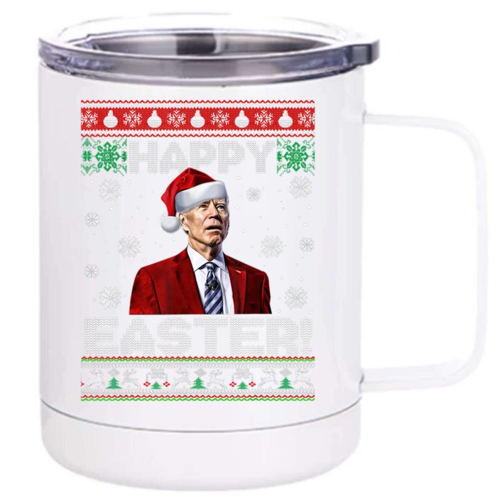 Santa Joe Biden Happy Easter Ugly Sweater Funny Christmas Sweatshirt Front & Back 12oz Stainless Steel Tumbler Cup