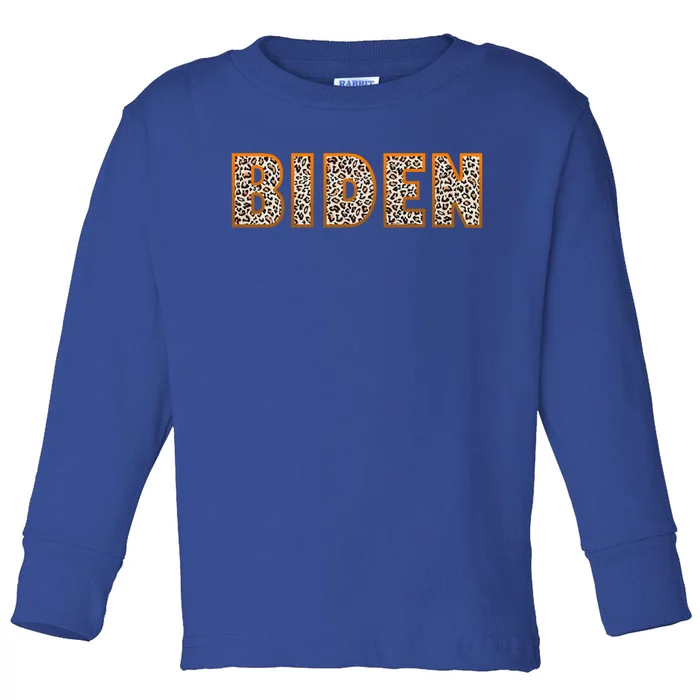 Support Joe Biden Leopard Print Trendy Biden Supporters Gift Cute Gift Toddler Long Sleeve Shirt