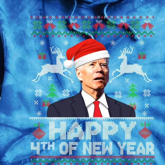 Santa Joe Biden 4th Of New Year Ugly Christmas Sweater Gift Tie Dye Hoodie