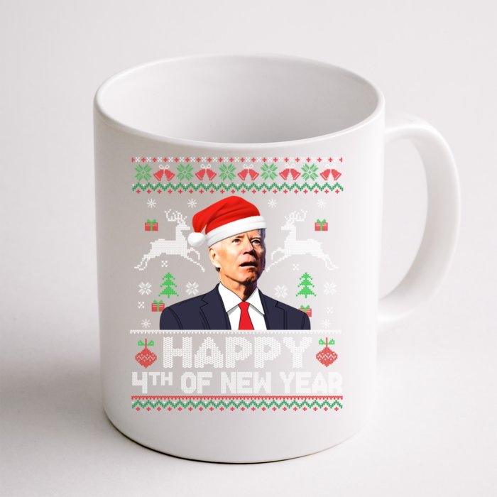 Santa Joe Biden 4th Of New Year Ugly Christmas Sweater Gift Front & Back Coffee Mug