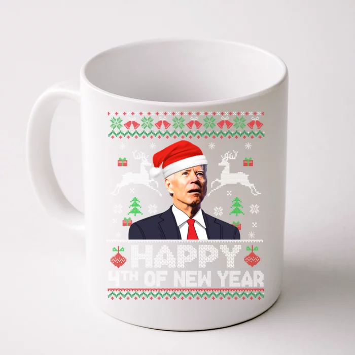 Santa Joe Biden 4th Of New Year Ugly Christmas Sweater Gift Front & Back Coffee Mug