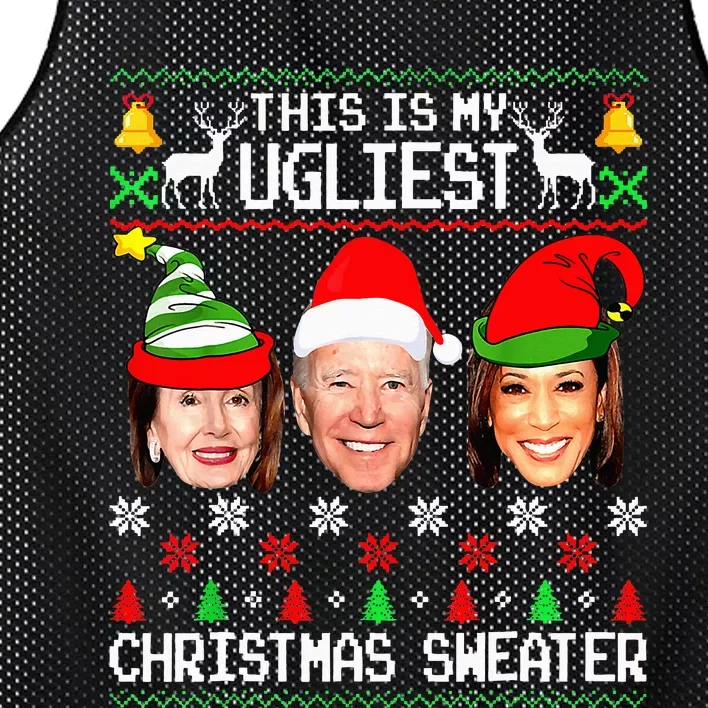 Santa Joe Biden This Is My Ugliest Christmas Sweater Ugly Mesh Reversible Basketball Jersey Tank