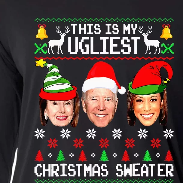 Santa Joe Biden This Is My Ugliest Christmas Sweater Ugly Cooling Performance Long Sleeve Crew