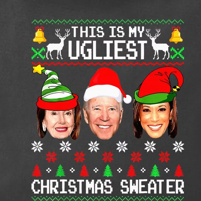 Santa Joe Biden This Is My Ugliest Christmas Sweater Ugly Zip Tote Bag