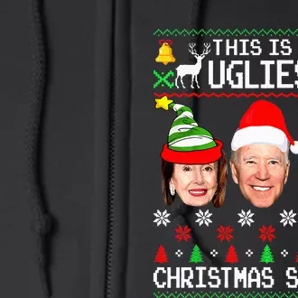 Santa Joe Biden This Is My Ugliest Christmas Sweater Ugly Full Zip Hoodie