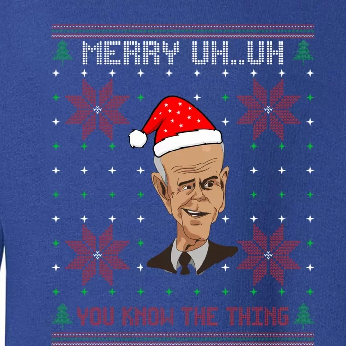 Santa Joe Biden Merry Uh Uh Christmas Ugly Pajama Xmas Funny Gift Toddler Sweatshirt