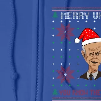 Santa Joe Biden Merry Uh Uh Christmas Ugly Pajama Xmas Funny Gift Full Zip Hoodie