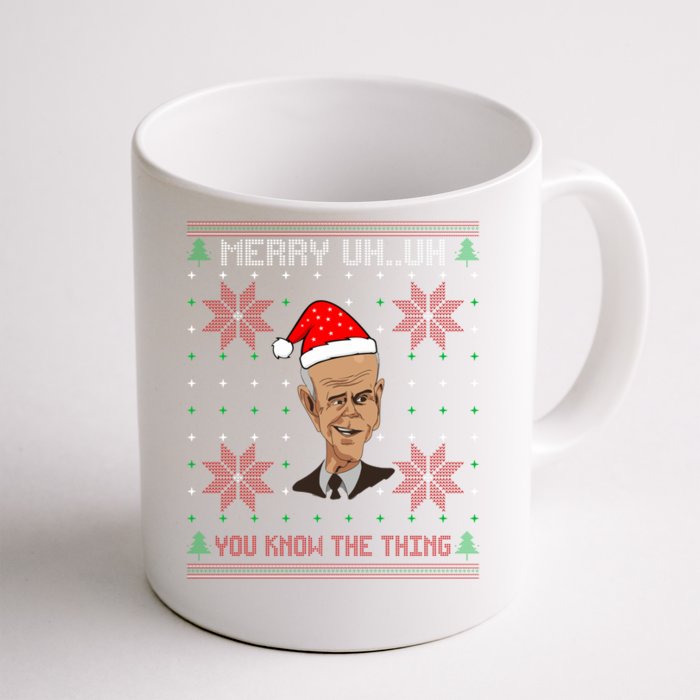 Santa Joe Biden Merry Uh Uh Christmas Ugly Pajama Xmas Funny Gift Front & Back Coffee Mug