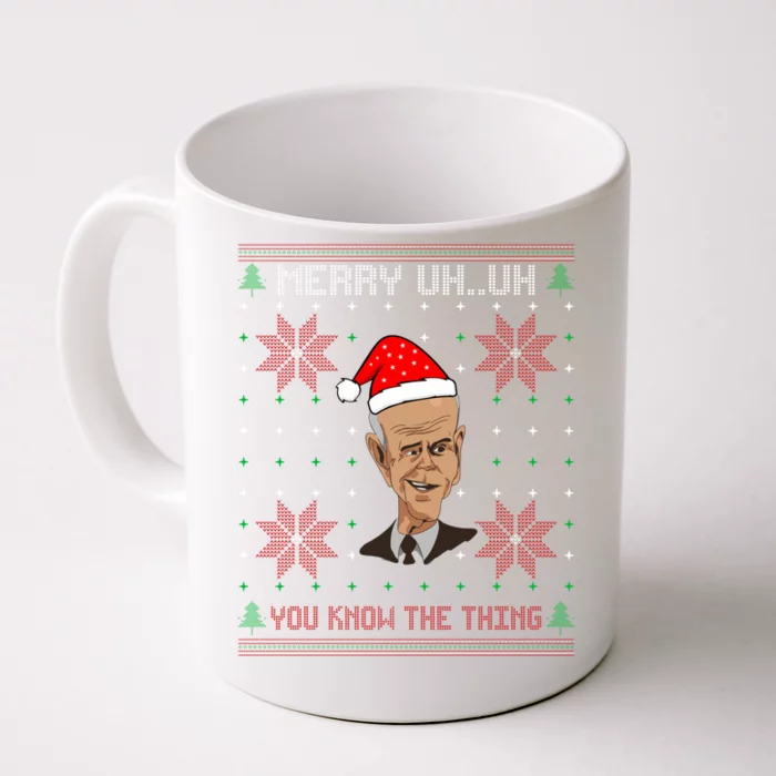 Santa Joe Biden Merry Uh Uh Christmas Ugly Pajama Xmas Funny Gift Front & Back Coffee Mug