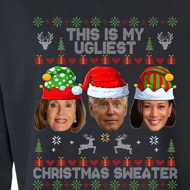 Santa Joe Biden This Is My Ugliest Christmas Sweater Ugly Cropped Pullover Crew