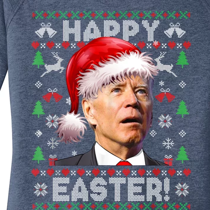 Santa Joe Biden Happy Easter Ugly Christmas Sweater Great Gift Women's Perfect Tri Tunic Long Sleeve Shirt