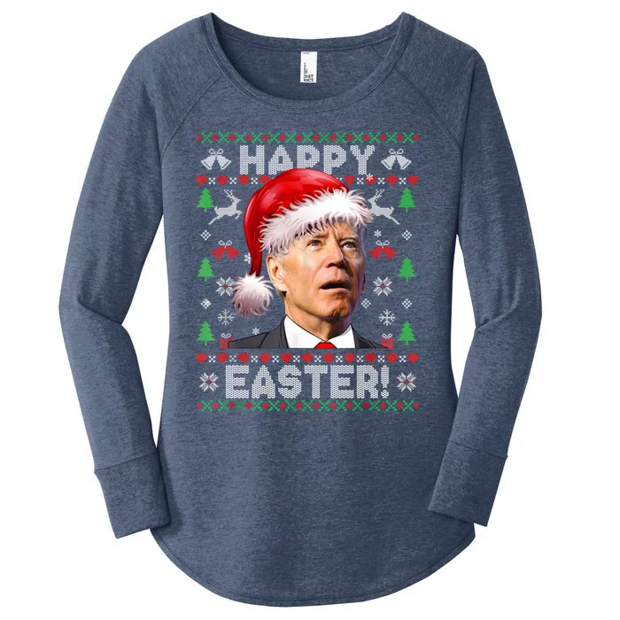 Santa Joe Biden Happy Easter Ugly Christmas Sweater Great Gift Women's Perfect Tri Tunic Long Sleeve Shirt