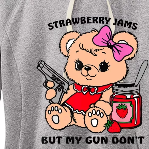 Strawberry Jams But My Gun DonT Funny Teddy Bear Meme Women's Fleece Hoodie