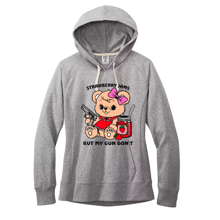 Strawberry Jams But My Gun DonT Funny Teddy Bear Meme Women's Fleece Hoodie